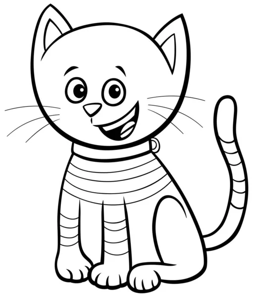Cat or kitten comic character coloring book page — Stock Vector
