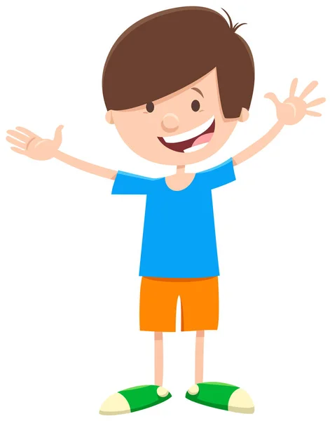 Χαρούμενο κωμικό αγόρι χαρακτήρα κινουμένων σχεδίων — Διανυσματικό Αρχείο