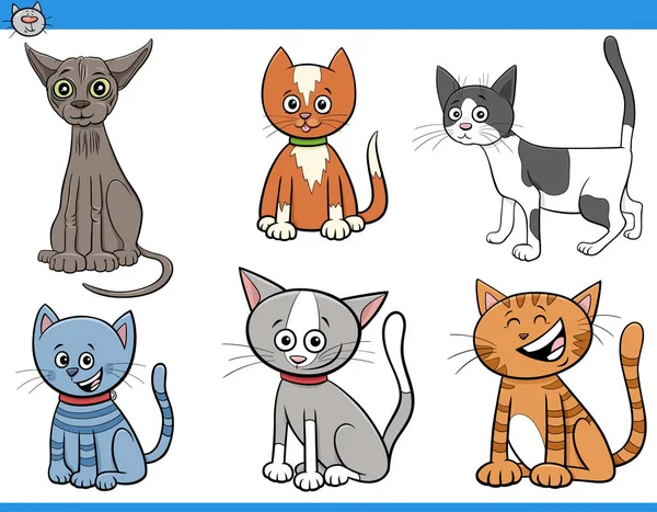 Cartoon cats and kittens comic characters set — ストックベクタ