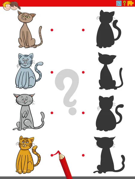 Permainan bayangan dengan karakter kucing - Stok Vektor