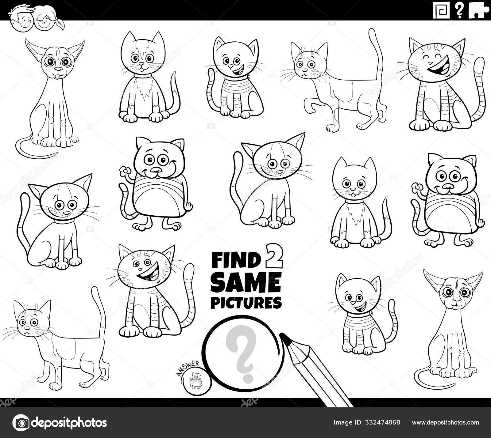Encontrar dois mesmos gatos colorir jogo livro imagem vetorial de  izakowski© 332474868