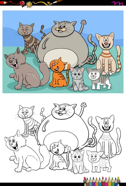 Feliz grupo de gatos desenhos animados para colorir livro imagem vetorial  de izakowski© 19167219