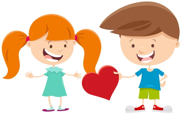 Tarjeta de San Valentín con lindos niños de dibujos animados — Archivo Imágenes Vectoriales