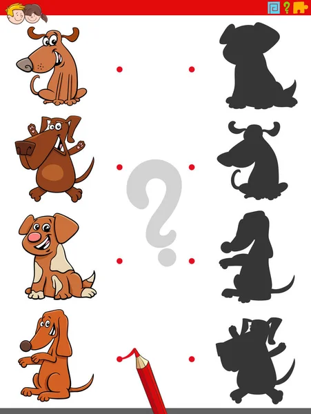 Juego de sombras con divertidos perros personajes — Vector de stock