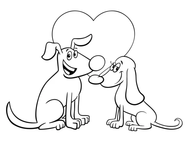 Cartão dos namorados com cães no livro de cores do amor —  Vetores de Stock