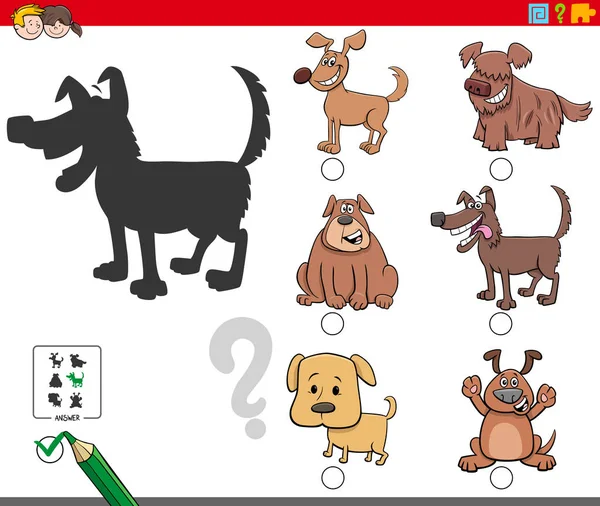 Shadows task with cute dog characters — стоковый вектор