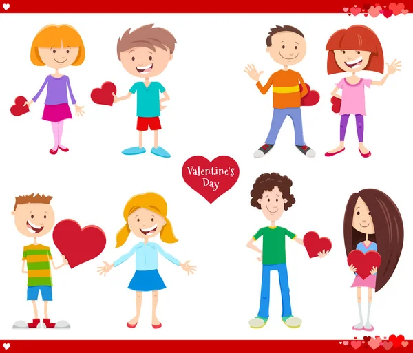 Dia dos Namorados feriado desenho animado ilustração amor conjunto —  Vetores de Stock