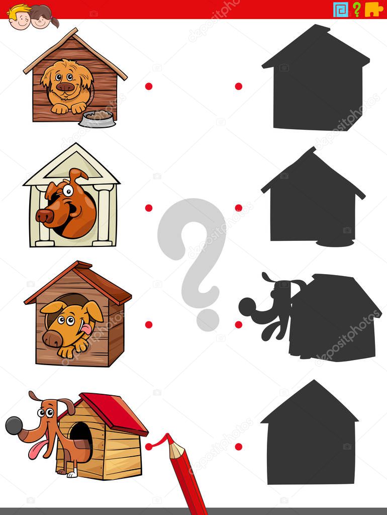 shadow task with funny dogs in doghouses