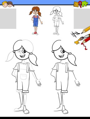 Kızla çizim ve boyama çalışmaları