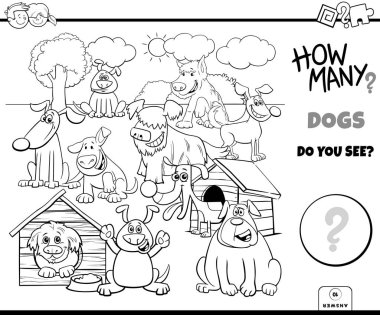 Köpekleri saymak eğitici görev renk kitabı