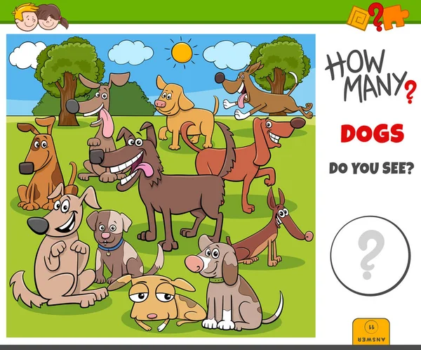 Combien de chiens jeu éducatif pour les enfants — Image vectorielle
