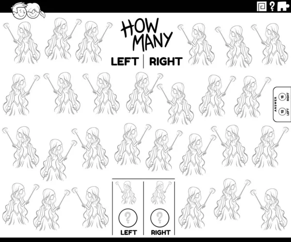 Tælle venstre og højre billeder af heks pige – Stock-vektor
