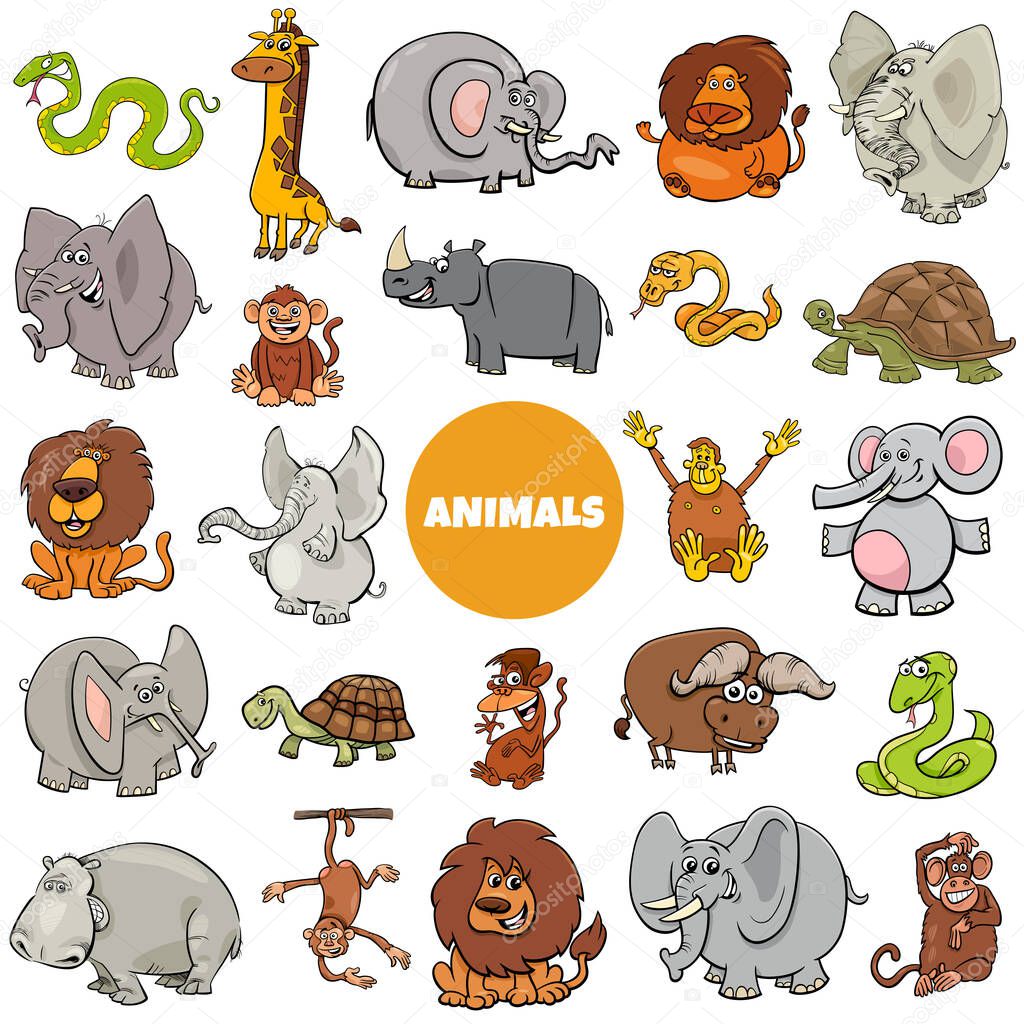 wild African animal characters large set