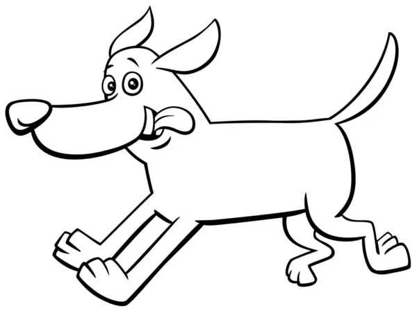 Mutlu çalışan köpek karakter boyama kitabı sayfası — Stok Vektör