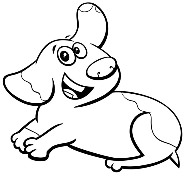 Happy puppy character coloring book page — Stock Vector