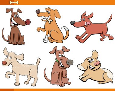 Çizgi film Çizgi Roman Köpekleri ve Köpek Yavruları Hayvan Karakterleri Seti