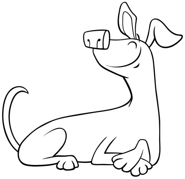 Schwarz Weißer Cartoon Illustration Von Happy Brown Liegender Hund Comic — Stockvektor