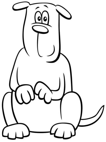 Svart Och Vit Tecknad Illustration Roliga Hund Eller Valp Comic — Stock vektor