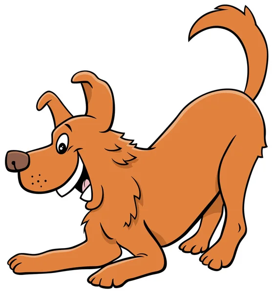 Cartoon Illustration Von Happy Playful Dog Comic Animal Character — Stockvektor