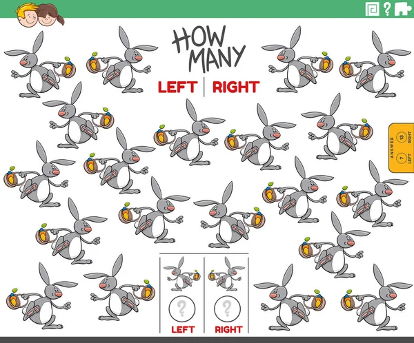 Cartoon Illustration Educational Game Counting Left Right Oriented Pictures Easter - Stok Vektor