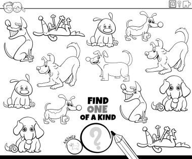 Komik Köpekler ve Köpek Yavruları Hayvan Karakterleri Sayfası Boyama Sayfasının Siyah ve Beyaz Çizgi Film İllüstrasyonuName