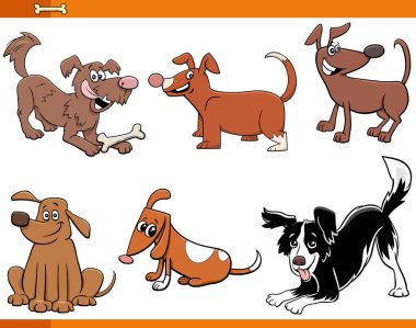 Komik Köpekler ve Köpek Yavruları Çizgi Filmi Komik Hayvan Karakterleri Seti