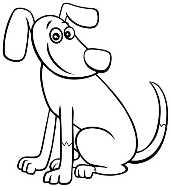 Svart Och Vit Tecknad Illustration Roliga Hund Eller Valp Comic — Stock vektor