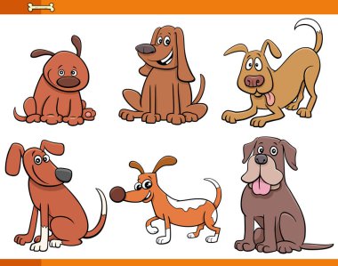Komik Köpekler ve Köpek Yavruları Çizgi Filmi Sevimli Hayvan Karakterleri Seti