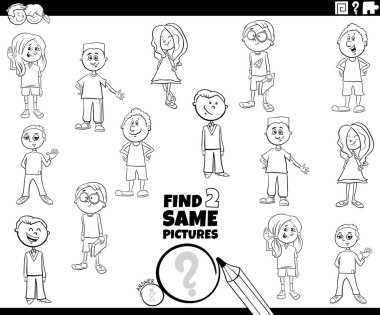 Siyah ve Beyaz Çizgi Film Çizgi Filmi İki Aynı Fotoğrafı Bulma Komik Çocukları ve Genç Çizgi Roman Çizgi Roman Sayfası Boyama Oyunları