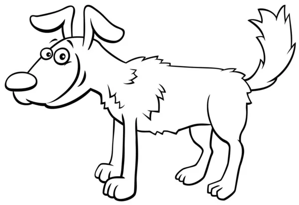 Black White Cartoon Illustration Funny Dog Puppy Comic Animal Character — Stock Vector
