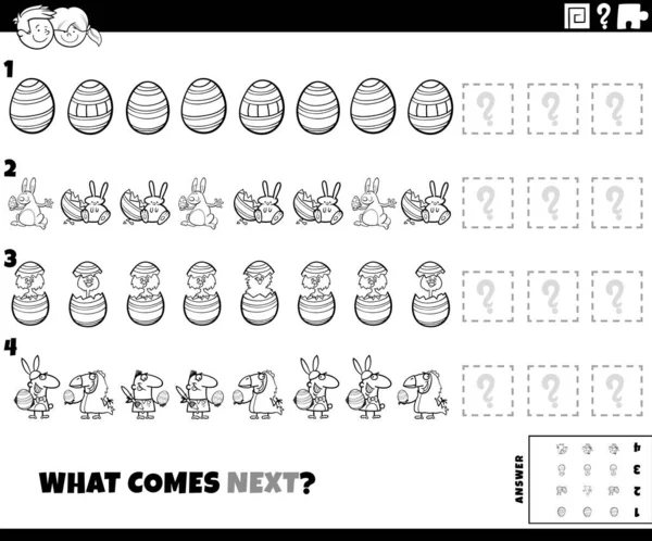 Black White Cartoon Illustration Complement Pattern Educational Game Children Easter — 스톡 벡터