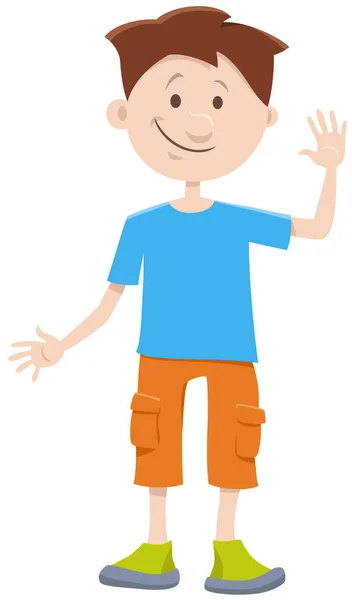 Zeichentrick Illustration Des Elementaralters Oder Teenager Boy Comicfigur — Stockvektor