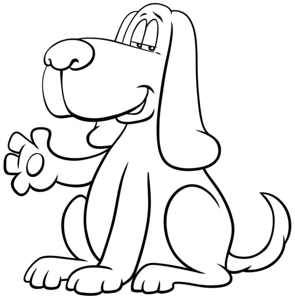 Dibujos Animados Blanco Negro Ilustración Divertido Perro Cómic Animal Personaje — Archivo Imágenes Vectoriales