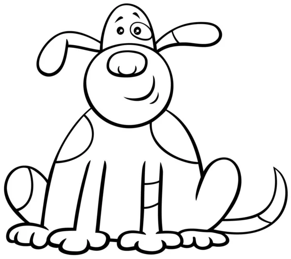 Dibujos Animados Blanco Negro Ilustración Divertido Perro Manchado Cómic Animal — Vector de stock