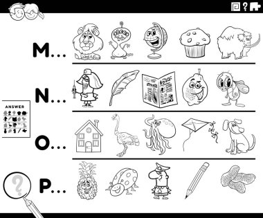 Siyah ve Beyaz Çizgi Film Çizgi Filmleri Referanslı Harflerle Başlıyor Okul Öncesi veya Komik Karakterleri olan İlkokul Çocukları Çizgi Roman Sayfası