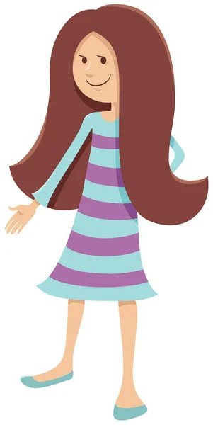 Cartoon Illustration Elementary Age Teenager Girl Comic Character — Stockový vektor