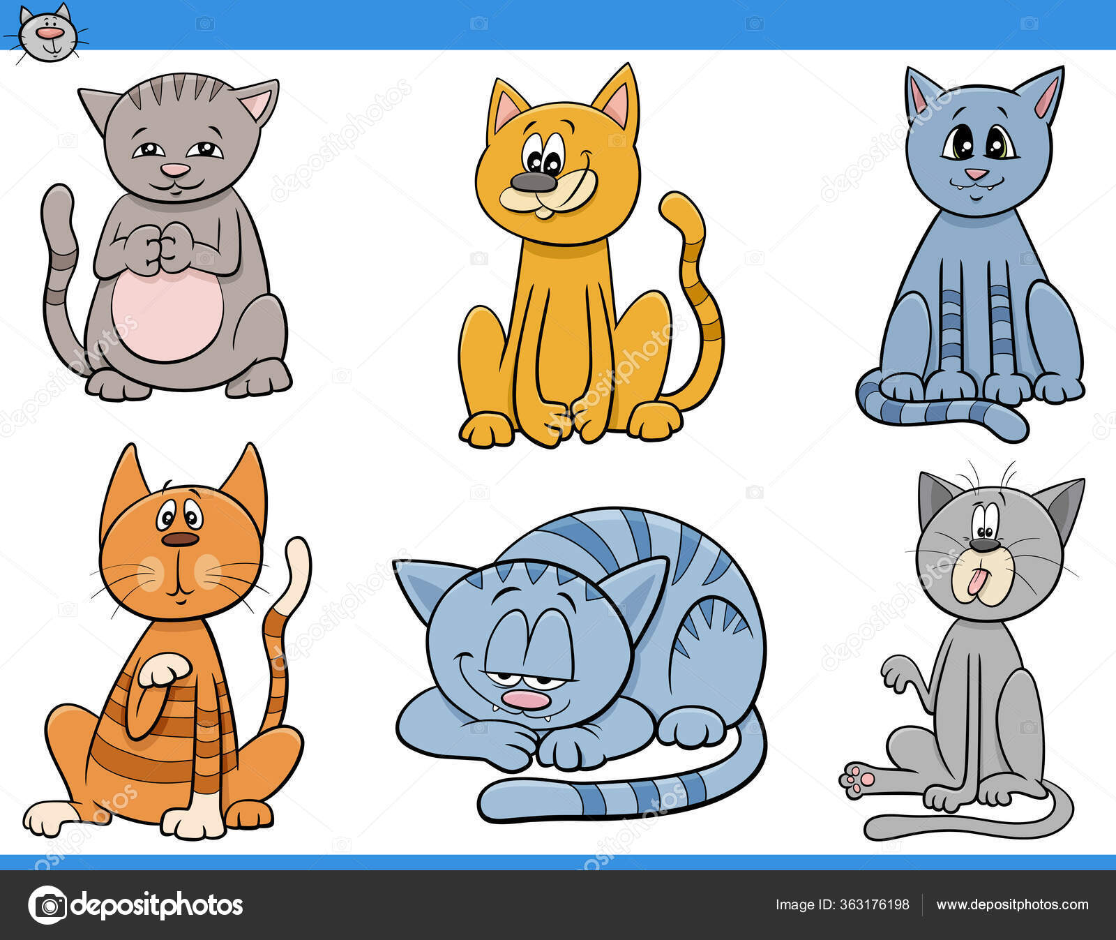Cartoon Illustration Von Lustigen Katzen Und Kätzchen Animal Comic