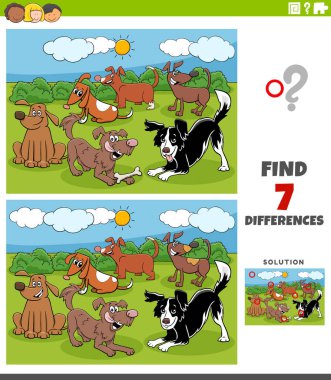 Komik Köpek Karakterleri Grubu ile Çocuklar için Eğitim Görevi