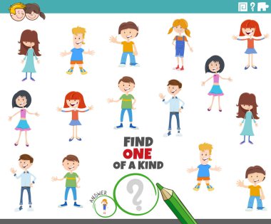 Çocuklar ve Genç Karakterler ile Nazik Resimli Eğitici Bir Oyun Bulma Çizgi Filmi