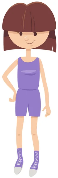 Cartoon Illustration Elementary Age Teenager Girl Comic Character — Stock Vector