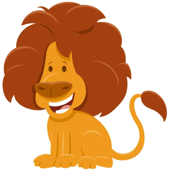 Cartoon Illustration Funny African Lion Wild Animal Character — Stock Vector