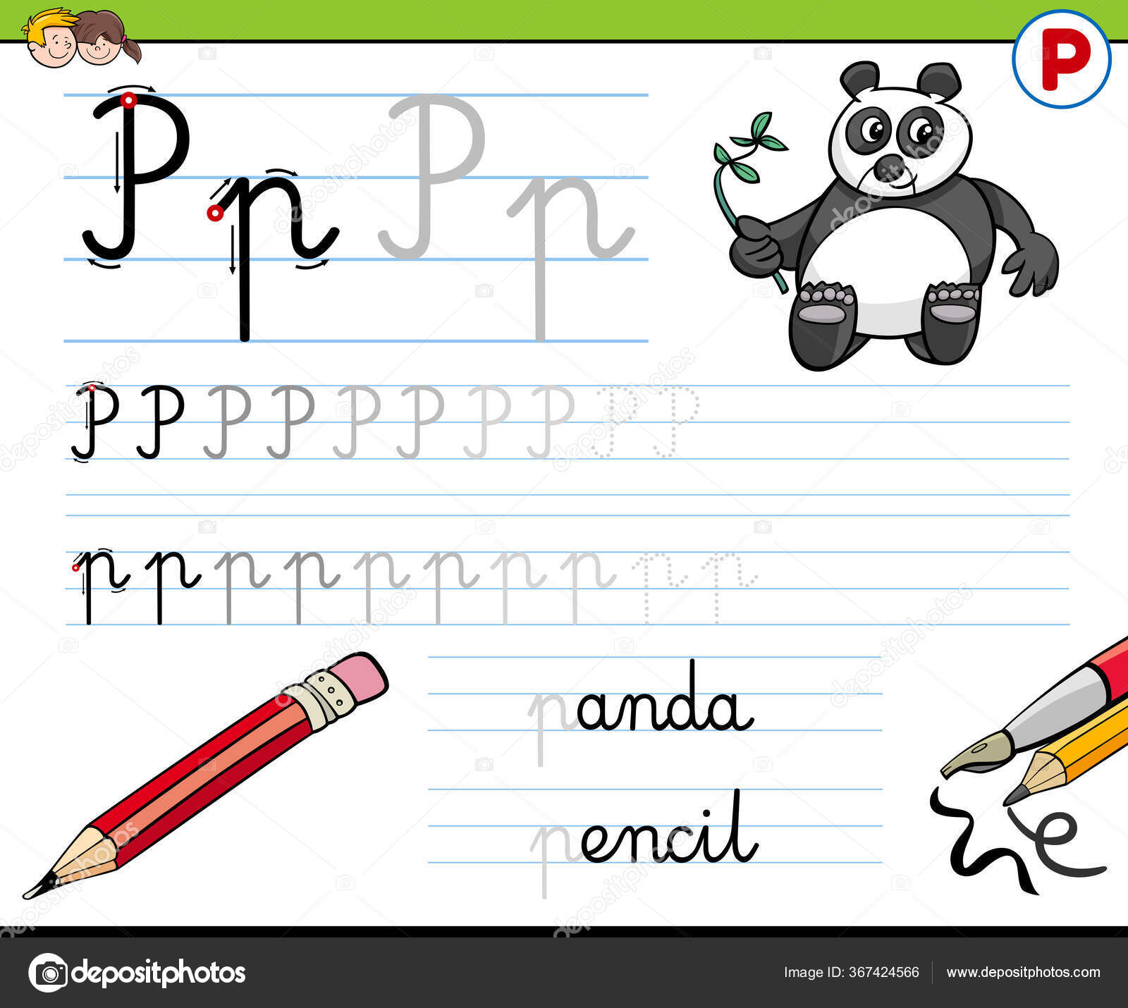 Cartoon Illustration Writing Skills Practice Worksheet Letter Preschool  Elementary Age Stock Vector Image by ©izakowski #367424566