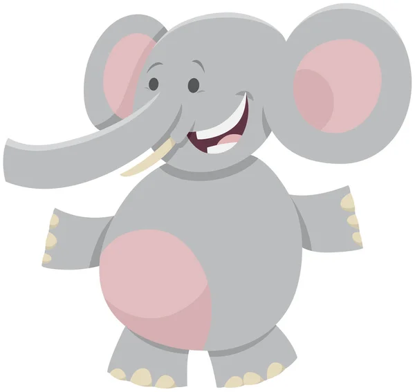 Cartoon Illustration Von Happy African Elephant Wild Animal Comic Character — Stockvektor
