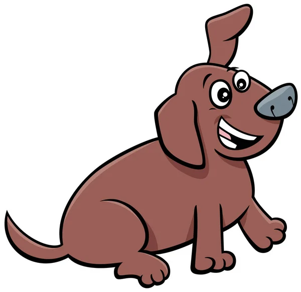 Cartoon Illustration Von Happy Playful Puppy Comic Animal Character — Stockvektor