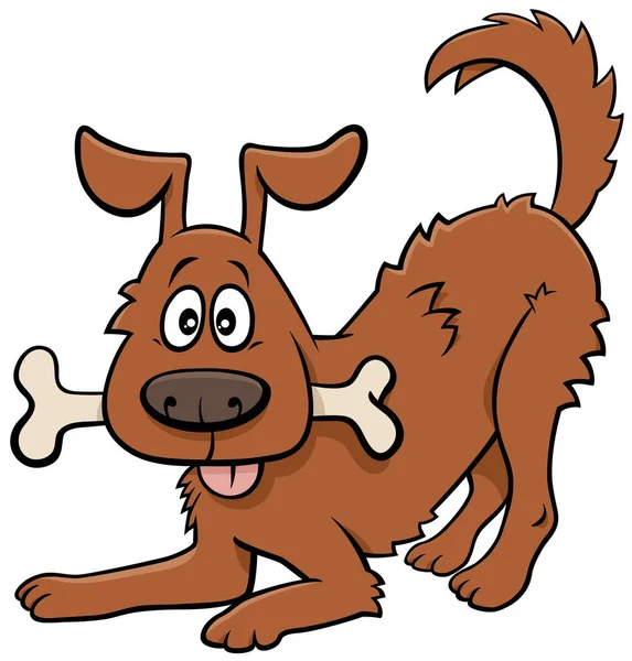 Γελοιογραφία Εικονογράφηση Του Happy Dog Comic Animal Character Οστά — Διανυσματικό Αρχείο