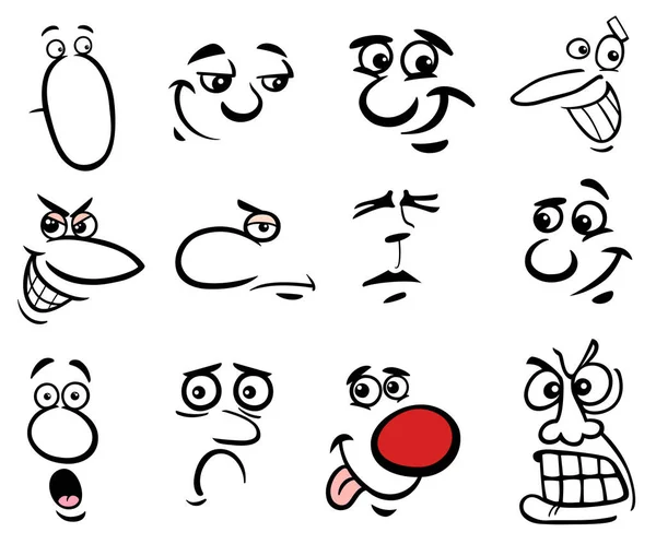 Cartoon People Gezichten Emoties Voor Strips Design Graphic Set — Stockvector