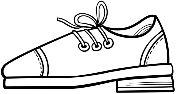 Black White Cartoon Illustration Shoe Leather Object Clip Art Coloring — 스톡 벡터