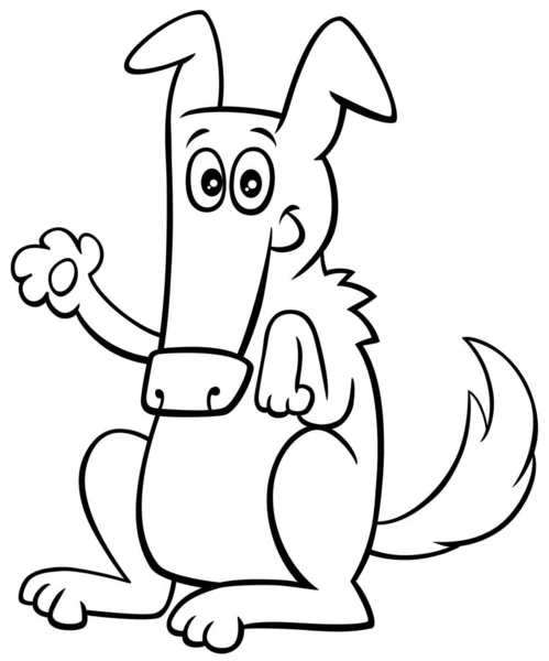 Schwarz Weiße Zeichentrickillustration Des Lustigen Hundes Comic Animal Charakter Malbuch — Stockvektor