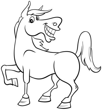 Mutlu At Çiftliği Çizgi Roman Karakteri Çizgi Roman Sayfasının Siyah ve Beyaz Çizgi Filmi