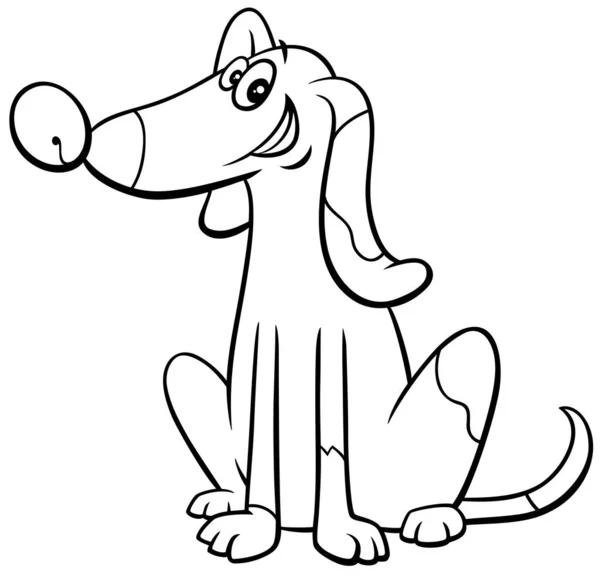 Ασπρόμαυρη Εικονογράφηση Κινούμενων Σχεδίων Του Αστείου Spotted Dog Comic Animal — Διανυσματικό Αρχείο